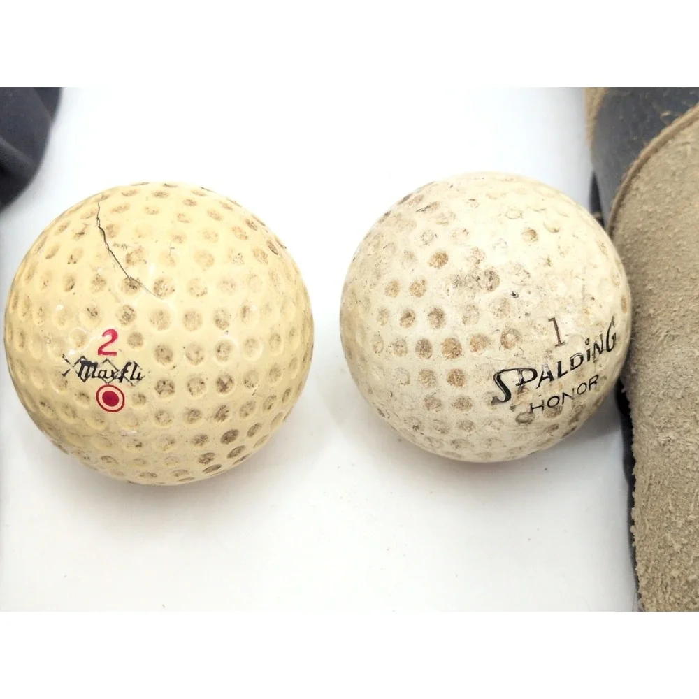 VTG Leather Golf Club Head Covers Guam Spalding Honor Dunlop Balls 3 4 WHG & CC